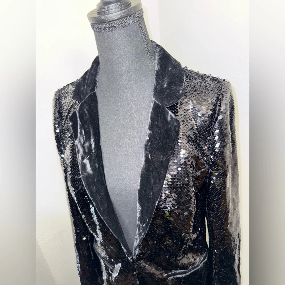 Cami NYC The Lennon‎ Sequin Blazer in Black-Size Large